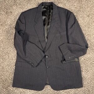 Vintage‎ Pierre Balmain Mens 48L Wool Blazer Charcoal Grey Pinstripe Sport Coat
